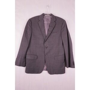 Joseph Abboud Made In Italy Mens Blazer Grey Window Pane Plaid Wool Size 40S/W34